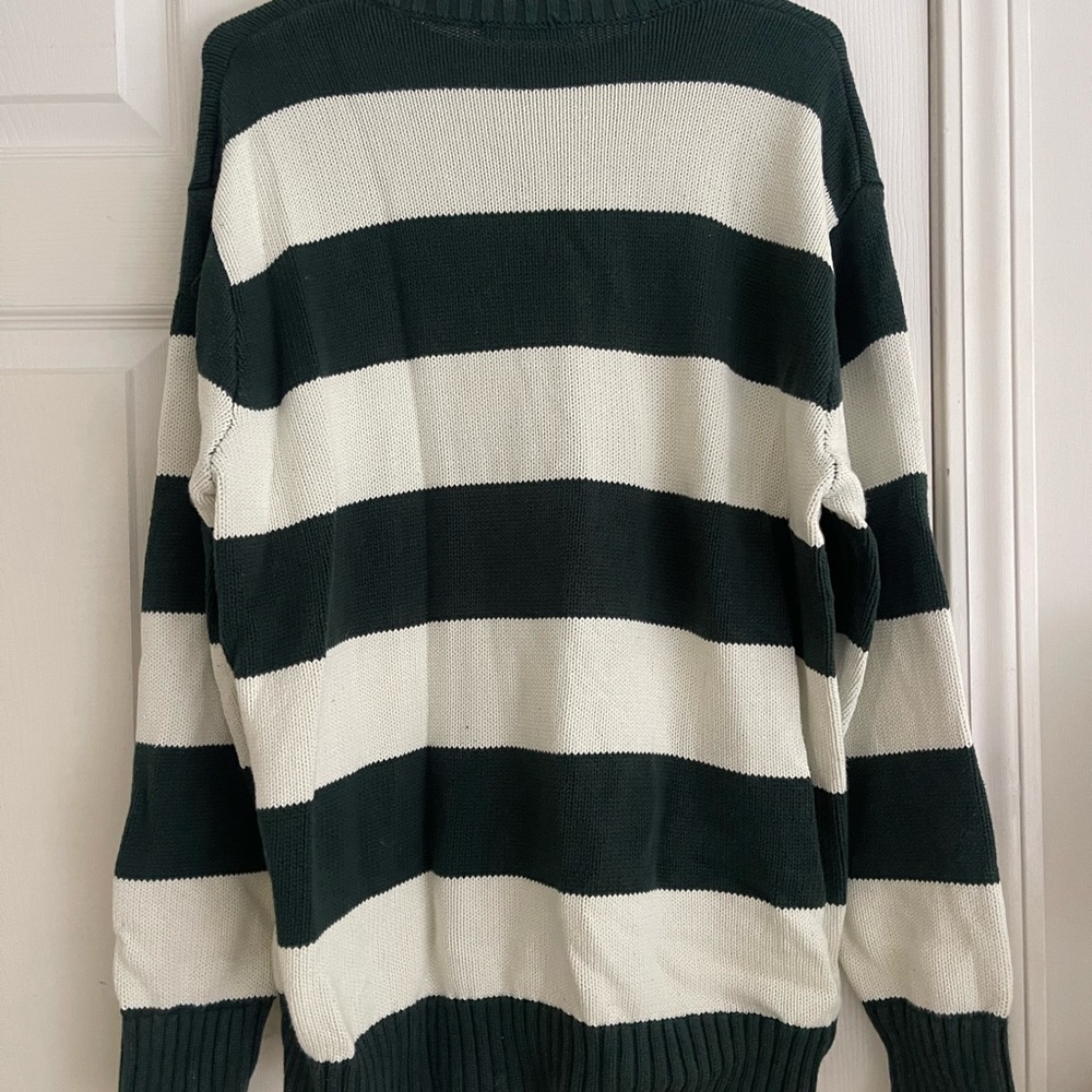 Cozy Brandy Melville Green and White Sweater